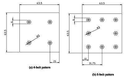 Fig. 2. Bolt configuration of 4-bolt and 8-bolt jointed specimens (unit: mm).