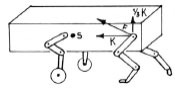 Abb. 2.7: Horizontale und vertikale Krfte, die durch die Last des Krpergewichts (K) auf das Hftgelenk wirken, F = Summenvektor (Abb. nach Prieur, 1980).