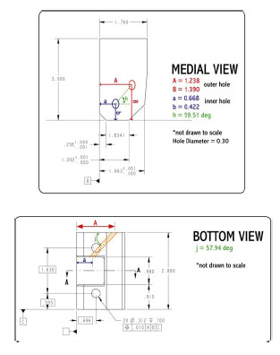 Figure C-3: Schematic illustrating posterior cruciate hole location within foam bone substitute