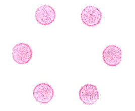 FIGURE 5. Pressure film impressions at 0.477 MPa under the six bioreactor compression rods.