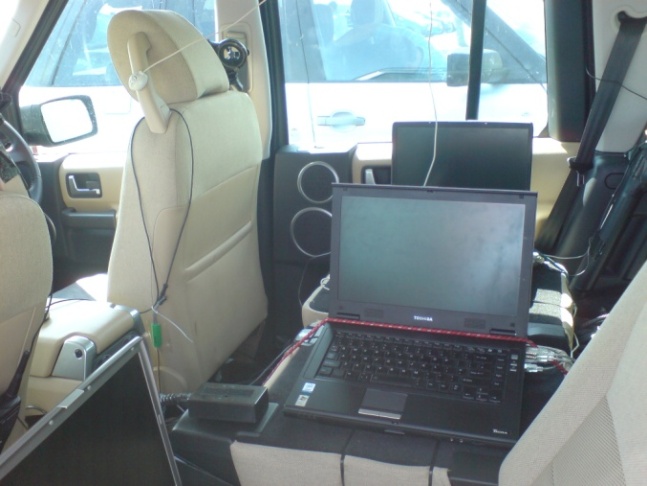 Laptops located in rear seating area of vehicle